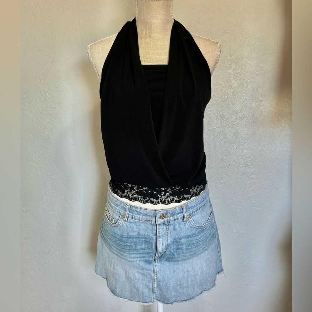 Studio Y Vintage Y2K Black Lace Halter Top Tank Top Blouse Women’s Size Medium